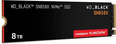 SSD WD_BLACK SN850X 8TB NVMe PCIe Gen4 - ігровий накопичувач, 7300 МБ/с читання, 6300 МБ/с запис