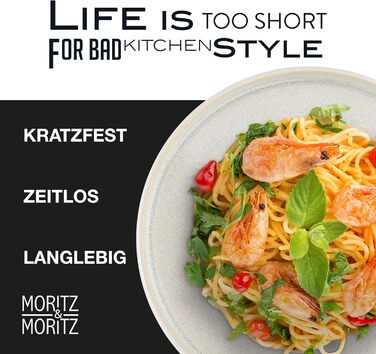 Moritz & Moritz SOLID UNI Dinnerware Set, 6 Persons, Cream, 18-Piece - Modern Stoneware Dinner Set - Microwave & Dishwasher Safe, Dining Dishes, Tableware Service, Combination Service 6 Person Cream Dinnerware Set (6 Person)