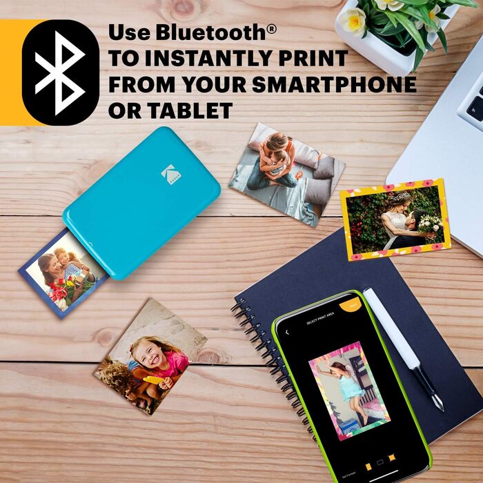Фотодрук KODAK Step: Портативний міні-принтер для фото з телефону - Bluetooth, iOS & Android, 2x3” фото на Zink, блакитний