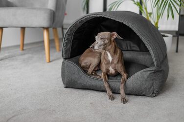 Ліжко для собак Inari: хатинка-ліжко з дахом, 82x58 см, графіт