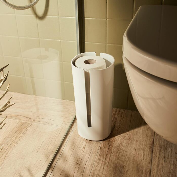 Alessi Birillo PL18 W - Toilet Paper Holder made of Thermoplastic Resin and PMMA, White, L 15cm, W 15cm, H 31cm