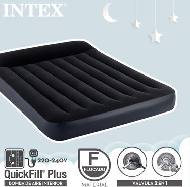 Надувний матрац Intex Klassische 137x191x25 см Fiber-Tech RP (64148ND) - односпальний, для дому та відпочинку
