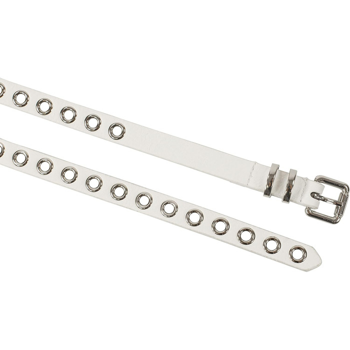 Жіночий пояс-скрутка з декоративними пірсингом та срібною застібкою, ширина 1,5 см (білий)