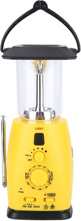 VGEBY LED Camping Lantern, 8 LED Solar Crank Lantern Hand Crank Lantern Rechargeable Solar Lantern With AM/FM Radio FOR Camping, Storms, Power Outages, Hiking, Walking, Festivals, Caravans