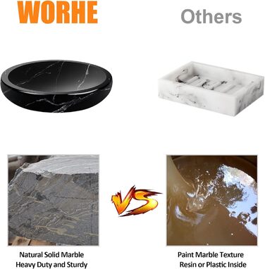 WORHE Миска для мила з мармуру, овальна, стійка до подряпин, для кухні, ванної кімнати, душу, мийки