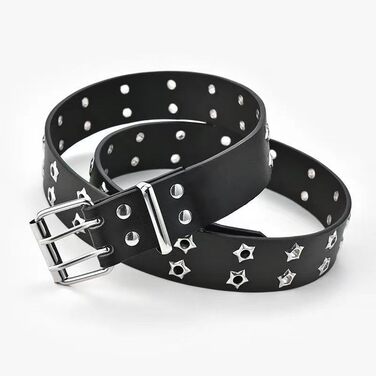 Жіночий шкіряний ремінь Punk з пряжкою, для джинсів та пальто, з декоративними отворами, чорний