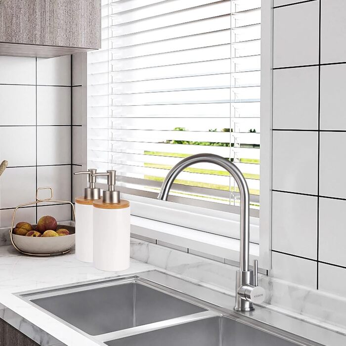 Дозатор для мила з кераміки, 500 мл, з металевим насосом, 2 шт. (для кухні та ванної кімнати)