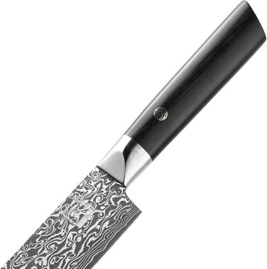 Ніж кухонний Zayiko Black Edition Santoku, сталь VG10 дамаск, 13 см, рукоять Pakkaholz, преміум