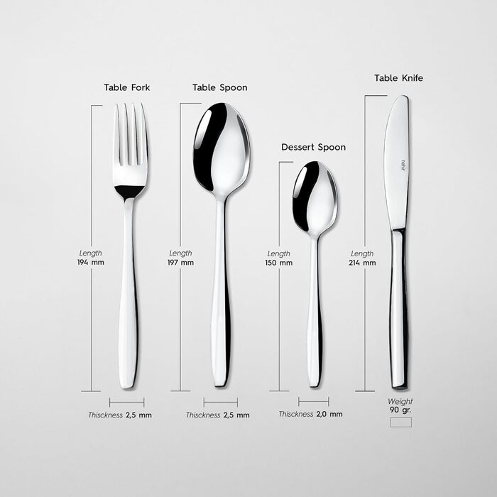 Нержавіюча сталева стололова посуд - набір 24 шт для 6 осіб. Елегантний набір для щоденного використання та особливих випадків. Стійкий до іржі.