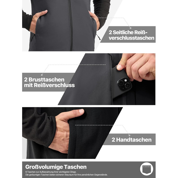 Чоловіча флісова вітровка Free Oldier: тепла, вітронепроникна, двостороння, для роботи та прогулянок. Колір: синьо-чорний (L, сіро-чорний)