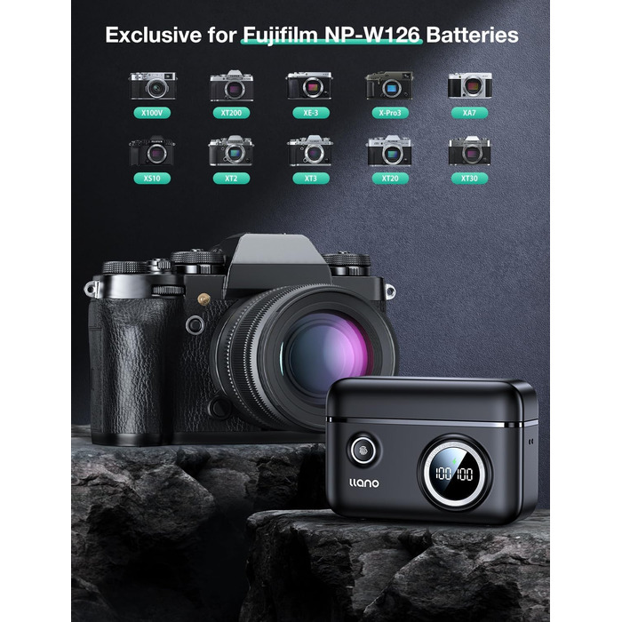 Акумулятор для Fujifilm X100VI/V/III, XM5, XT30III/II, XT50, XE5, XT3/2/1, X-Pro3 NP-W126/W126S + Зарядний пристрій USB-C 1140mAh
