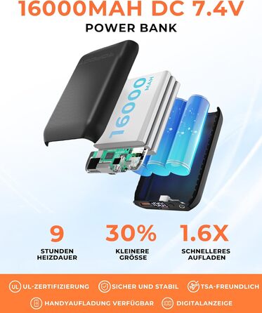 Електрична гріюча жилетка Topdot для жінок з флісу з Powerbank 7.4V 16000mAh, 10 зон нагріву, 3 температурні режими, для велоспорту, кемпінгу та outdoor-робіт, чорна, розмір M