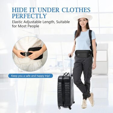 Захисна поясна сумка VINATO з RFID-захистом (сіра/чорна)