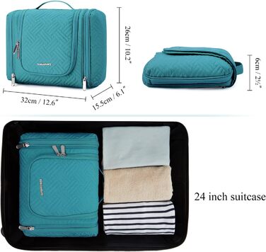 Women's Toiletry Bag, BAGSMART Travel Toiletry Organizer with Hanging Hook, Waterproof Cosmetic Makeup Bags Travel Organizer for Shampoo, Full Size Containers, Toiletries, Black L Black
