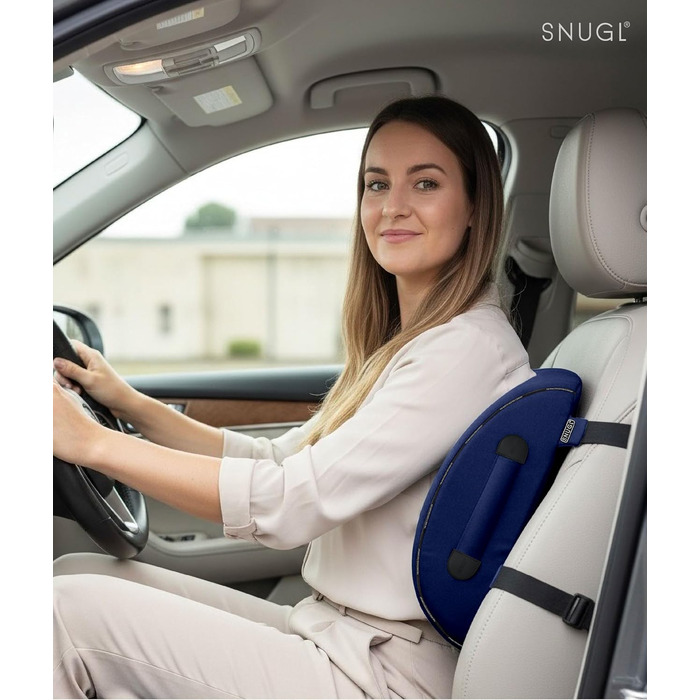 Подушка для попереку SNUGL для офісного крісла, ортопедична подушка з піни Memory Foam для підтримки спини, коректор постави для жінок та чоловіків, автомобільна подушка (Темно-синій)