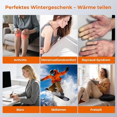 Електричний гріє для рук 2 шт. – 6000mAh, магнітний, USB-C, 3 рівні нагріву до 55°C, для активного відпочинку, кемпінгу, гольфу, синдром Рейно