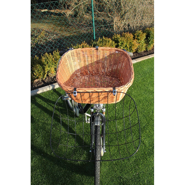 Корзина для велосипеда для собак з ручки з лози з металевою сіткою XL/XXL. Корзина для тварин, велосипедна корзина, натуральний матеріал (без подушки).