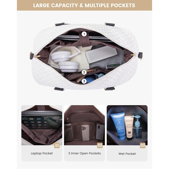 Спортивна дорожня сумка LOVEVOOK для жінок, велика, ручна поклажа, для подорожей, вихідних, сімейного відпочинку, сумка для лікарні/перевдягання, сауна, басейн, XXL, 2 шт. (Бежевий, Чорний)