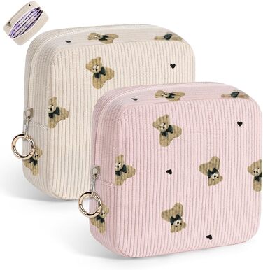 Набір косметичок Desing Wish 2 шт. (міні + велика) – рожевий та хакі, бежевий та чорний