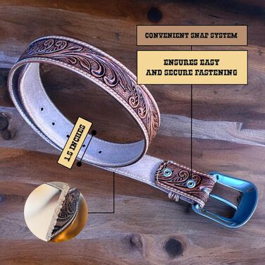 Чоловічий шкіряний ремінь Daniel's Artplanet Westerngürtel, 3,8 см, ручної роботи, з гравіюванням, для талії 48 дюймів (колір: коричневий)