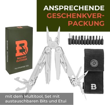 Багатофункціональний інструмент Solid Black 16-в-1 - ніж для виживання, туристичний інструмент з бітами - подарунок для чоловіків