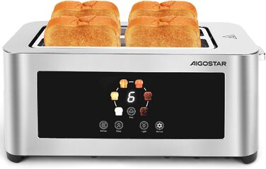 Тостер Aigostar 4-х секційний з LED-сенсорним екраном, нержавіюча сталь, 1400W
