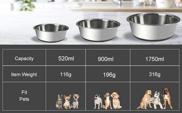 Нічна миска для собак та котів з нержавіючої сталі, з протиковзким силіконовим дном, чорна, велика (1 шт.)