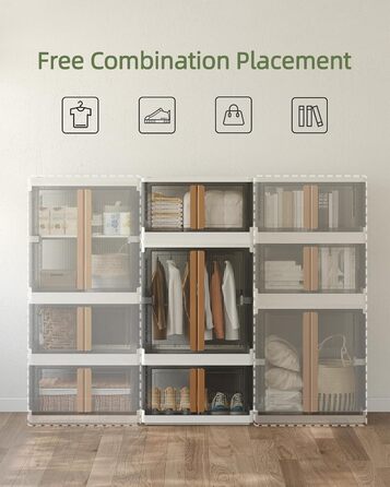 NETEL Storage Box with Lid Large, Stackable Storage Boxes 72L 4 Pieces, Plastic Storage Boxes, Transparent Stackable Boxes with Lid, Folding Storage Box with Door and Wheels (150L and 2x72L)