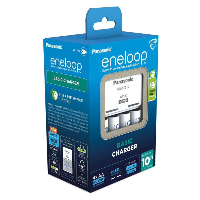 Зарядний пристрій Panasonic Eneloop BQ-CC51 з 4 акумуляторами AA 2000 mAh