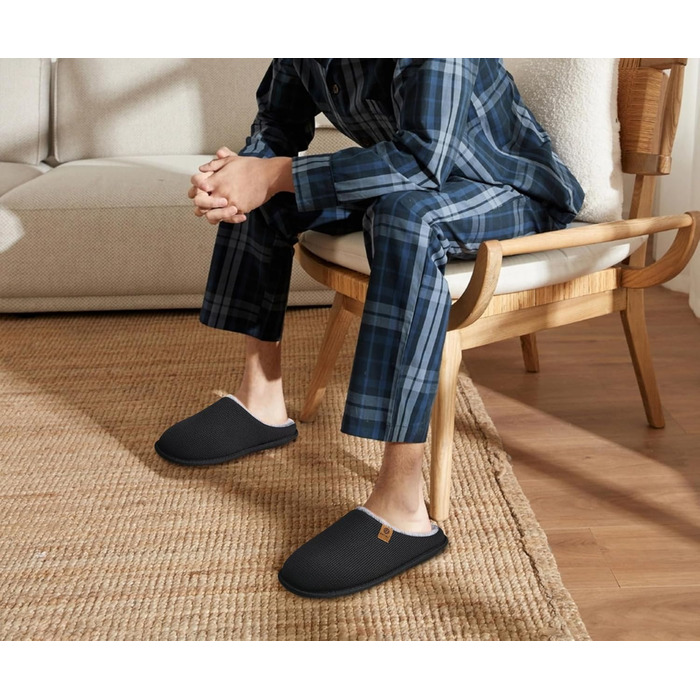 Чоловічі халапи ONCAI з піною Memory Foam, халапи для дому, антиковзкі, чорні, розмір EU 46