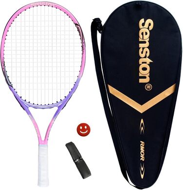 Senston Tennis Racket 19/23/25 Inch One-Piece Design with Tennis Bag, Overgrip & Vibration Dampener - Pink