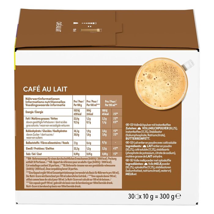 Капсули для кави NESCAFÉ Dolce Gusto Café au Lait, 300 г (набір 3х30 капсул)