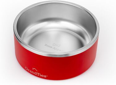Нержавійна миска для собак та котів GrandTies з гравіюванням, велика (1890 мл, вишня)