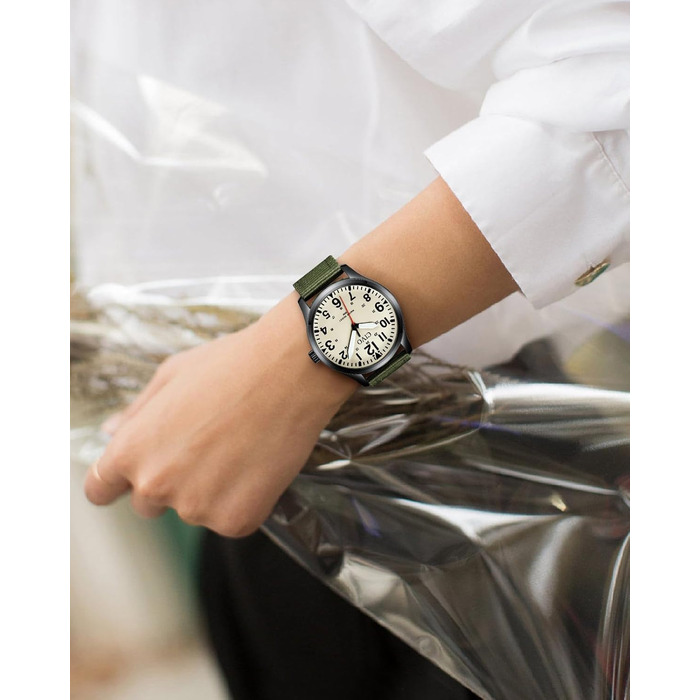 Чоловічий годинник CIVO водонепроникний, аналоговий кварц, великі цифри, світловий, військовий стиль, спортивний, для активного відпочинку, легко читати, подарунок (корпус з нейлону, колір B-1 зелений/кремовий)