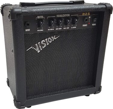 Електробас VISION SOUND Gitarrе JB8BK: Комплект з підсилювачем 45W, чохлом, ремінком, тюнером, кабелем та 3 медіаторами. Long Scale