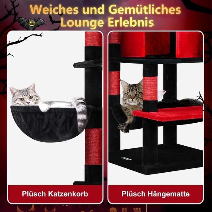 Котячий будиночок Globlazer з когтеточкою, 167 см, кутовий, для 3-4 котів, з будиночком, гамаком, платформою та м'яким кошиком