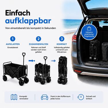 Візок-садок Silvergear XL складаний 150 кг, 100л, чорний | Універсальний візок для дітей та вантажів