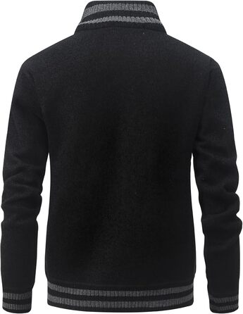 Чоловіча в'язана жилетка з кишенями, стійким коміром, флісовою підкладкою, кардиган, повсякденний зимовий одяг, в'язана куртка з блискавкою, теплий зимовий верхній одяг, чорний, L