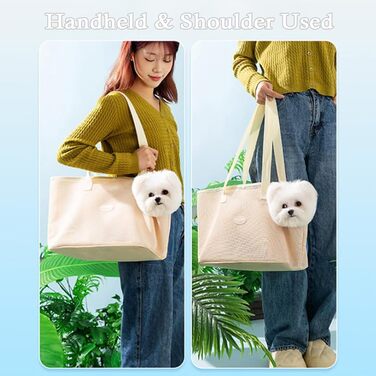 Сумка-переноска для собак і котів, літня, дихаюча сітка, пляжна сумка, переноска для цуценят, м'яка, складана, для подорожей на відкритому повітрі (жовта, M)