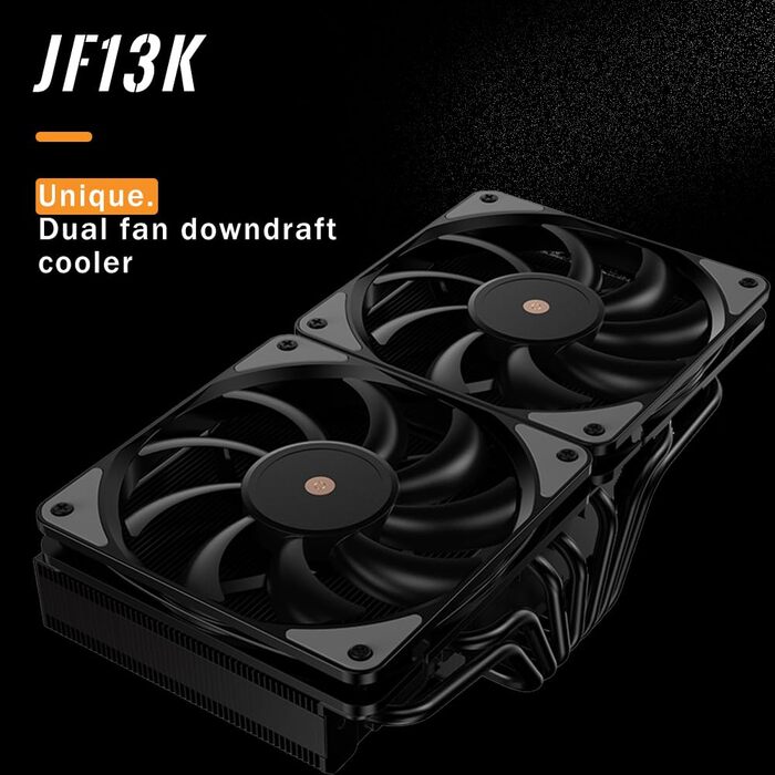 Кулер для CPU TZMRIT KF200 з 2 тепловими трубами, RGB LED, чорний, 9 см, 2200 RPM, для LGA115X/1200/17XX/1366, FM1/FM2/AM2/AM3/AM4/AM5