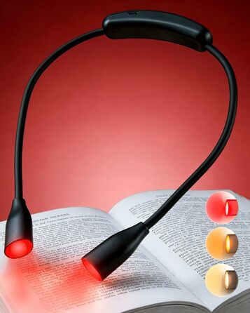 Світлодіодна лампа для читання з кліпсою 670 нм, з функцією пам'яті, димуванням та USB-зарядкою. Безсиній, портативний світильник для читання в ліжку, нашийний ліхтар