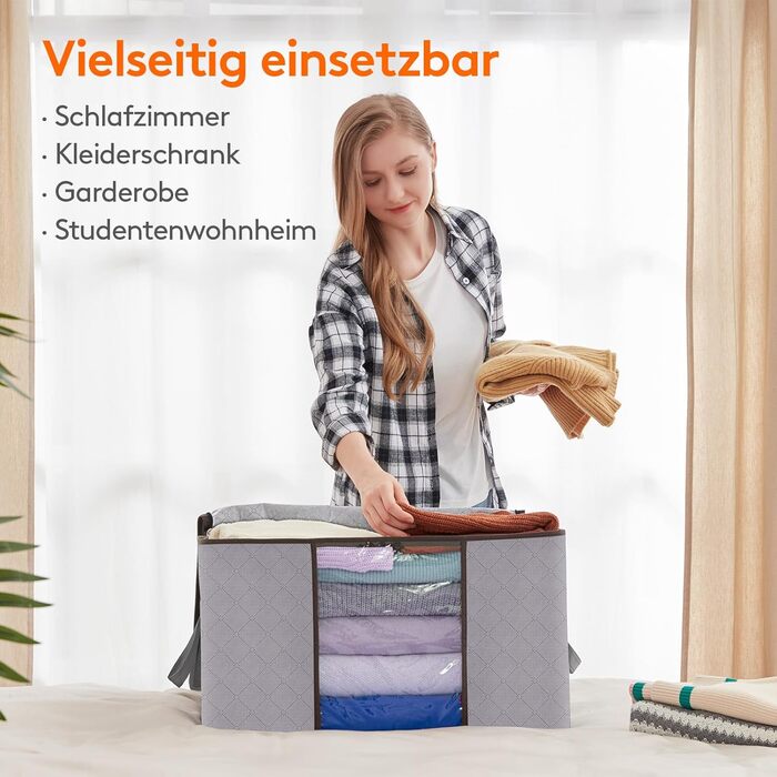 Коробки для зберігання постільної білизни та одягу Lifewit, 6 шт, 105л, сірі - органайзери для під ліжко, для переїзду