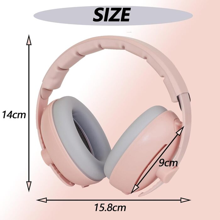 Дитячий навушник-захист від шуму 2-в-1, регульовані навушники, захист від шуму до 48 місяців, капсульний захист для новонароджених, рожевий