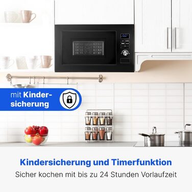 Вбудована мікрохвильова піч Bomann з грилем та конвекцією | 60 см | 900 Вт | 25 л | MWG 3001 H EB inox (Чорний)