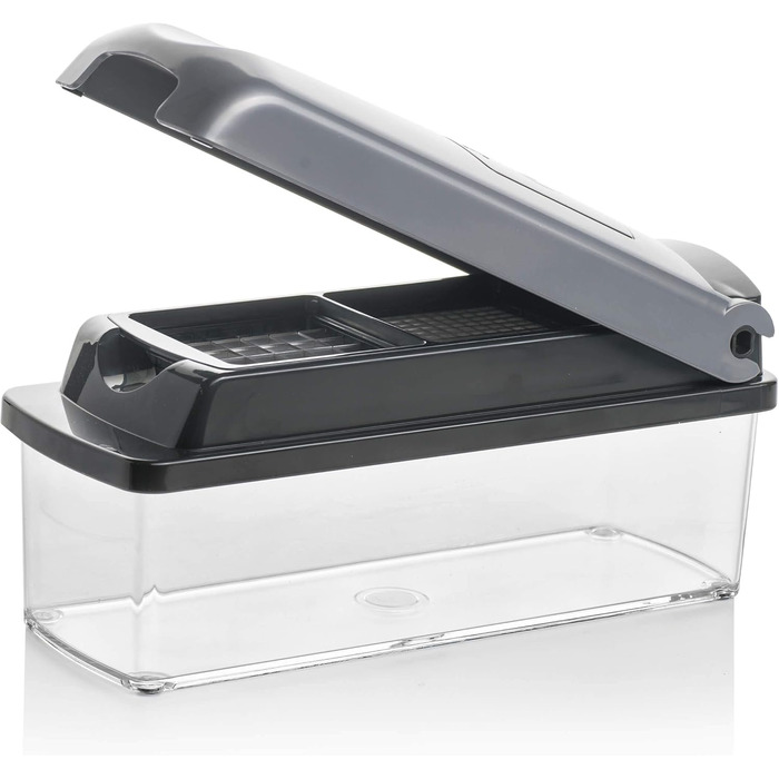 Набір для нарізки овочів Genius Nicer Dicer Plus (12 частин) - нарізник для овочів, цибулі, картоплі фрі, фруктів, універсальний нарізник, подрібнювач, шатківниця, для зберігання, срібний/чорний