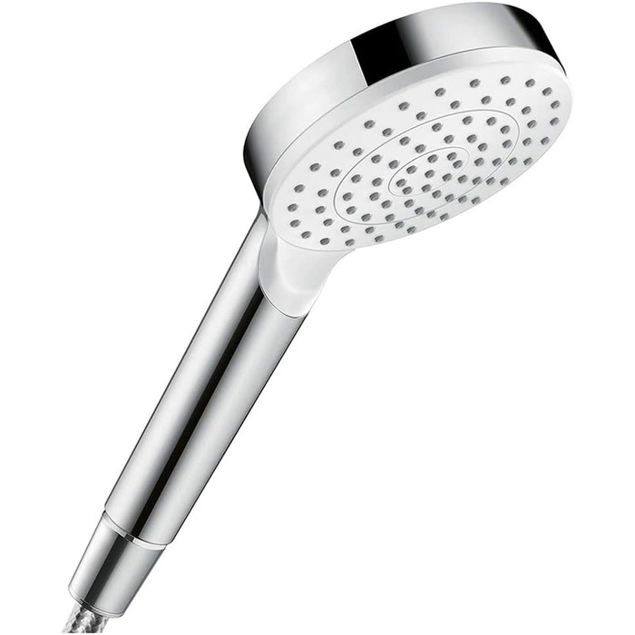 Душова лійка Hansgrohe Crometta EcoSmart - Економна модель, 6 л/хв, ручна, 2 струмені, діаметр 100 мм, з антинакипним покриттям, білий/хром