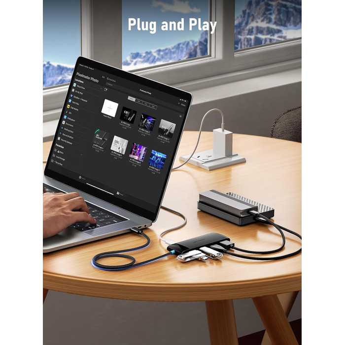 Lemorele USB-C док-станція: 4K HDMI, 4x USB 3.0/2.0, 100W PD, SD/TF, USB-C 3.0 - для MacBook, Dell, HP, Lenovo, Asus