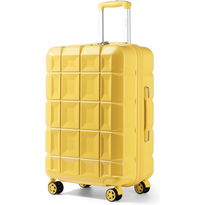 Жовтий валіза KONO середнього розміру 62см з 4 колесами та TSA замком (62x43x26см)