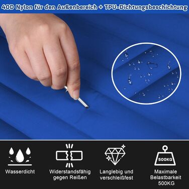 MILFECH Килимок для кемпінгу самонадувний, 14 см, з інтегрованими подушками та насосом для ніг, ультралегкий, водонепроникний, для відпочинку на природі, зелений (блакитний)