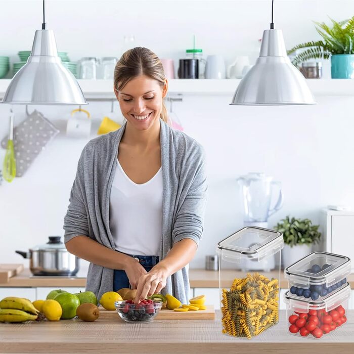 Набір контейнерів для зберігання Withosent 20 шт. з герметичними кришками, 2.8L, 2L, 1.4L, 0.8L, 0.52L - для кухні, круп, мюслі, борошна